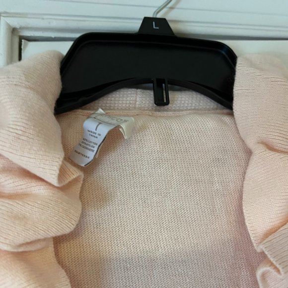 Chico's Pink Open Front Ruffle Trim Cardigan - Size 1 - Picture 4 of 5